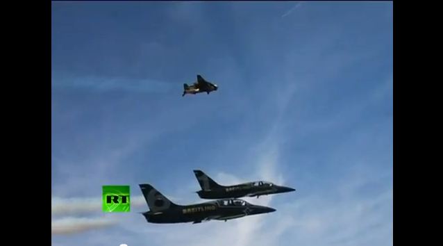 ‘Jet Man’ Stunts Alongside Fighter Jets Over Alps